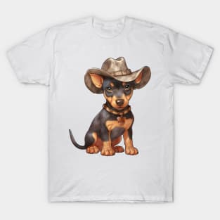 Cowboy Doberman Pinscher Dog T-Shirt